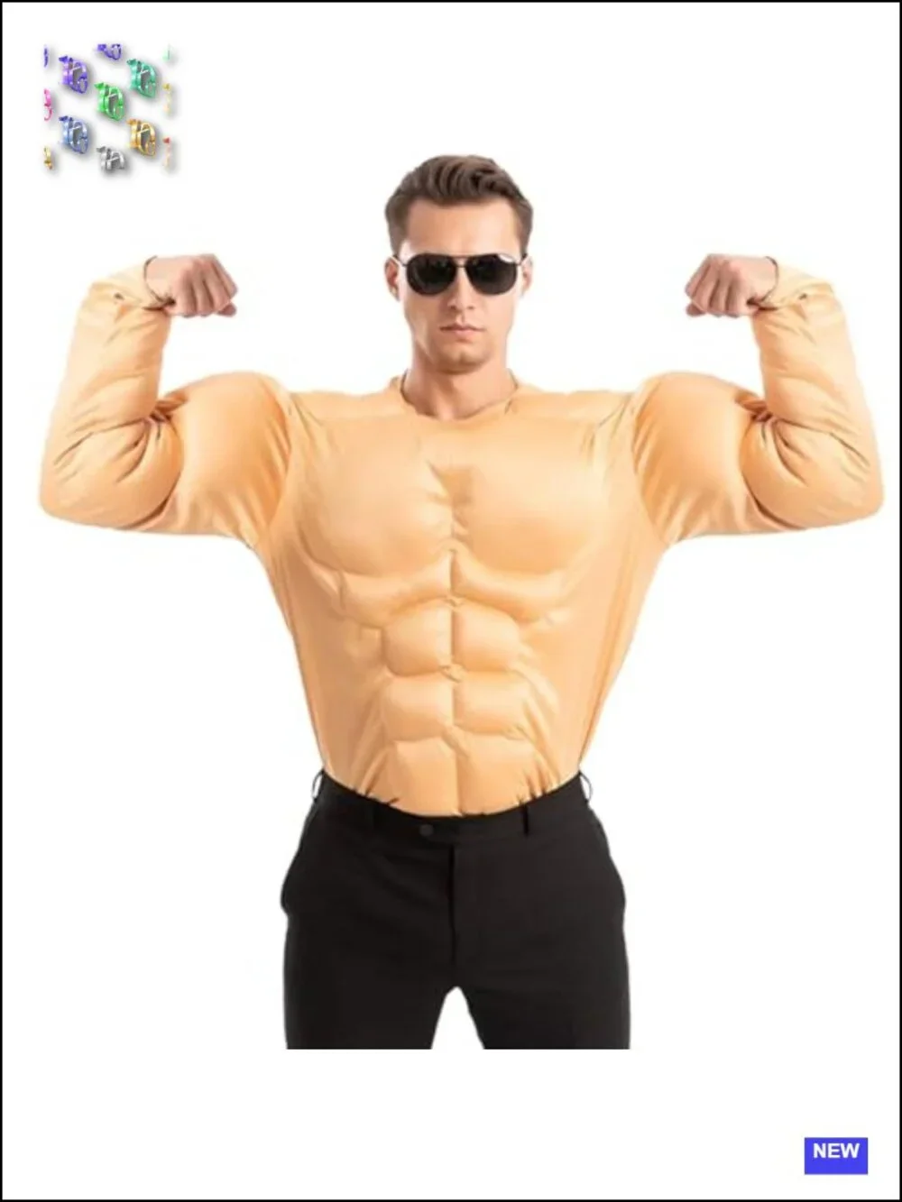 Men's Muscle Suit Halloween Costume Bodybuilder Shirt Cosplay Role Play